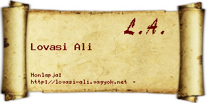 Lovasi Ali névjegykártya